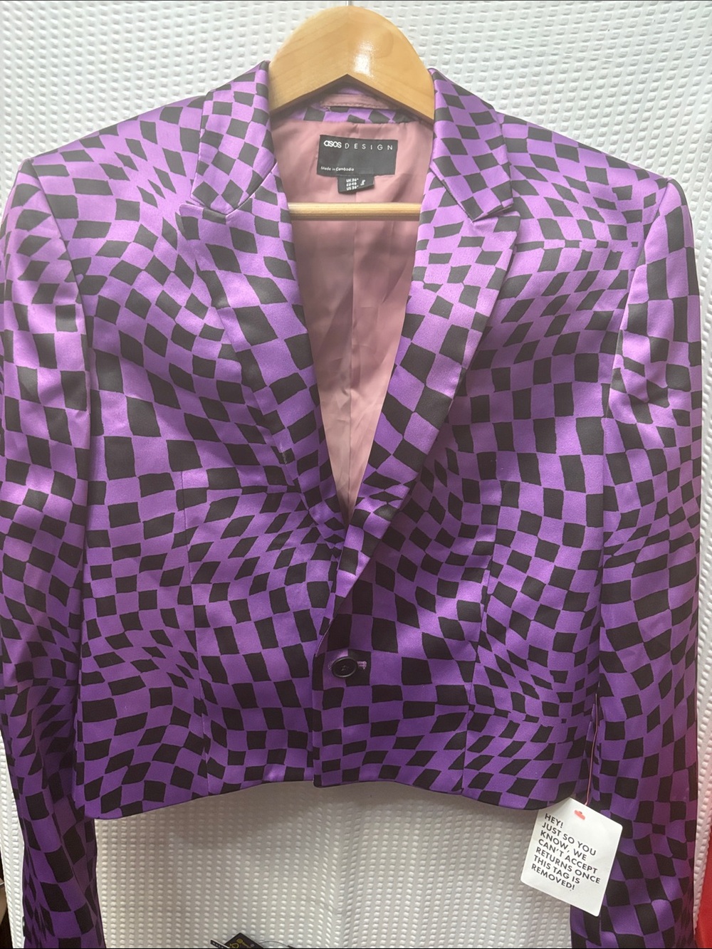 New an ASOS DESIGN skinny cropped suit jacket Sz 36